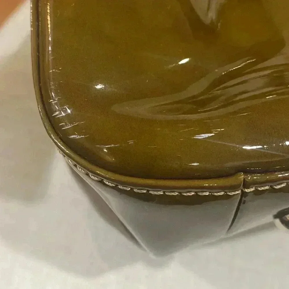 LONGCHAMP Brown Tortoise Patent Leather Large Roseau Toggle Tote